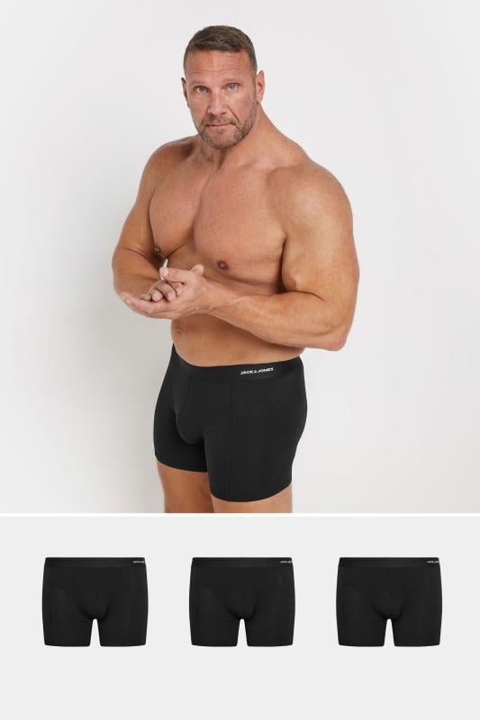 JACK & JONES Big & Tall 3 Pack Black 'Bamboo' Trunks | BadRhino 1