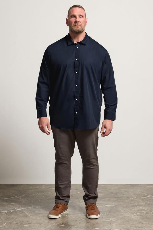 JACK & JONES Big & Tall Navy Blue Long Sleeve Shirt | BadRhino 1