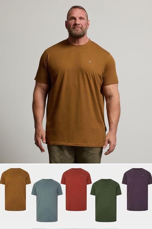 Men's  BadRhino Big & Tall Brown/Blue/Red/Green/Purple 5 Pack Core T-Shirts