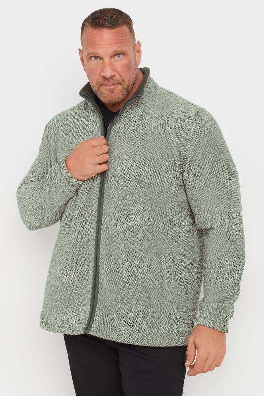 BadRhino Big & Tall Grey Textured Zip Through Fleece | BadRhino 3