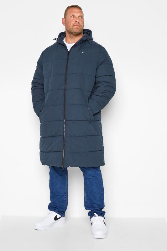 Men's  BadRhino Big & Tall Navy Blue Longline Hooded Jacket