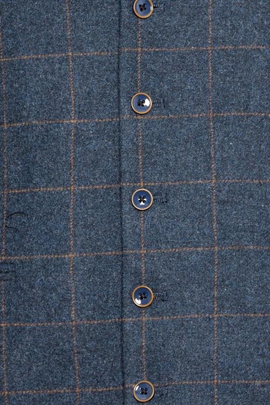 BadRhino Big & Tall Blue Wool Mix Check Suit Waistcoat | BadRhino