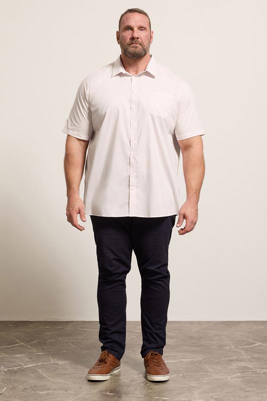 D555 Big & Tall Pink Short Sleeve Non Iron Stretch Shirt | BadRhino 1