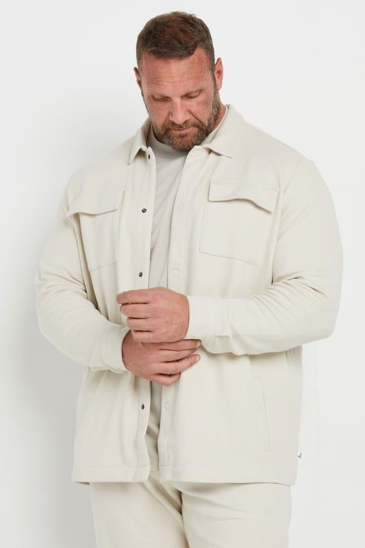 STUDIO A Big & Tall Cream Button Down Shacket | BadRhino 2