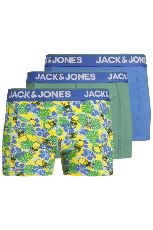 JACK & JONES Big & Tall 3 PACK Blue & Green Skull Print Trunks | BadRhino 5