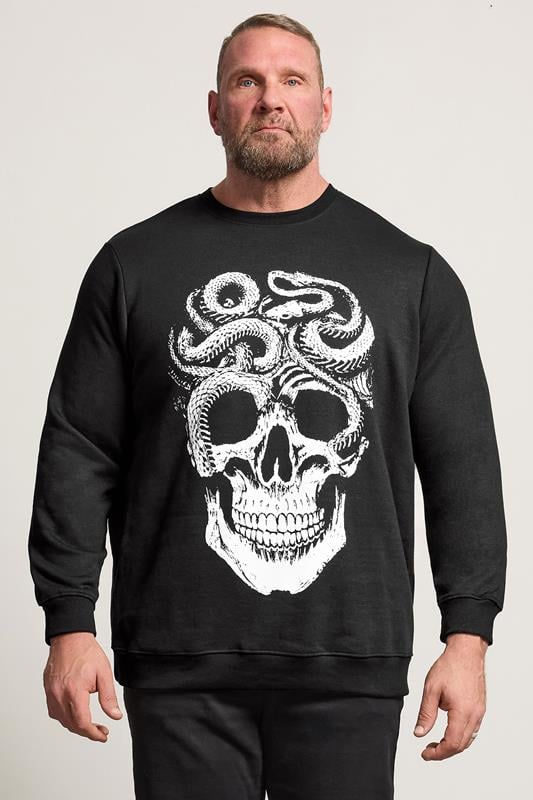 Men's  BadRhino Big & Tall Black Skull & Snake Graphic Sweatshirt