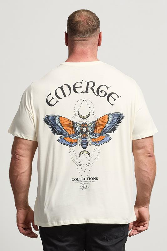 JACK & JONES Big & Tall Antique White Graphic T-Shirt | BadRhino 3