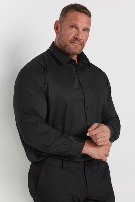 Big and tall mens black dress shirt online