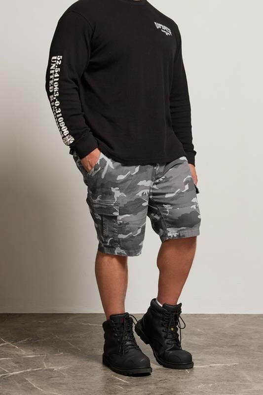 Men's  BadRhino Big & Tall Grey Camo Cargo Shorts