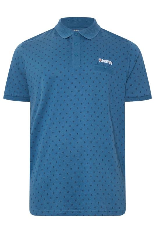 LAMBRETTA Big & Tall Blue Target Print Premium Polo Shirt | BadRhino 1