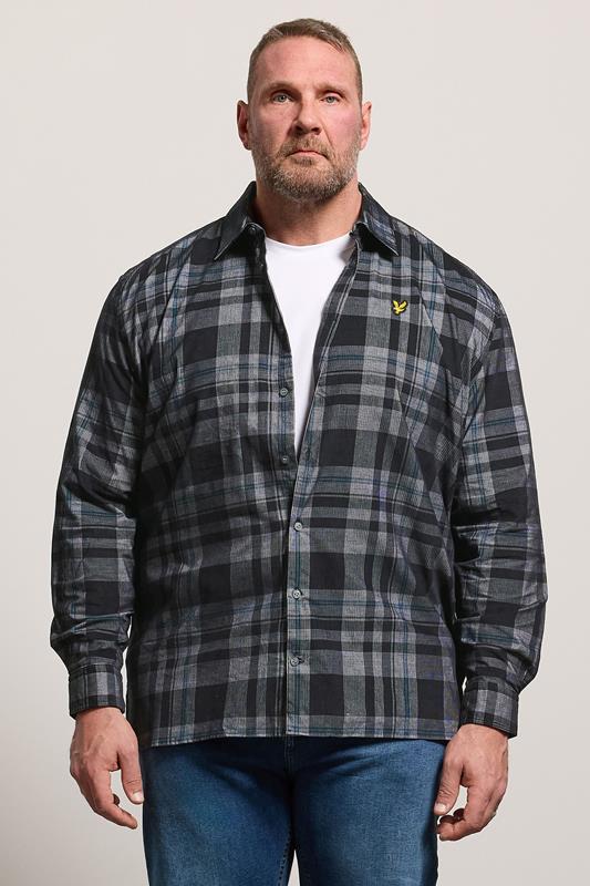 LYLE & SCOTT Big & Tall Black & White Check Shirt | BadRhino 1