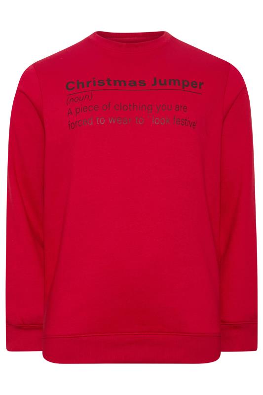 BadRhino Big & Tall Red 'Christmas Jumper' Printed Sweatshirt | BadRhino 3