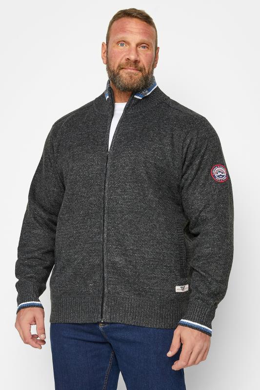 Men's  D555 Big & Tall Grey Zip Through Sweatshirt