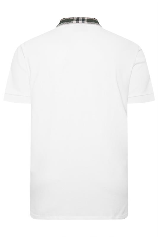 LYLE & SCOTT Big & Tall White Tartan Collar Polo Shirt | BadRhino 4