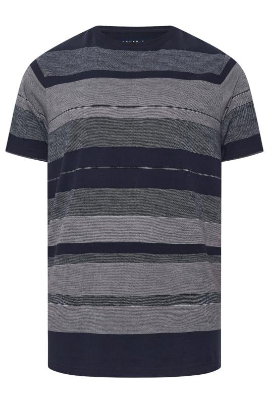 BadRhino Big & Tall Navy Blue Colourblock Stripe T-Shirt | BadRhino 3