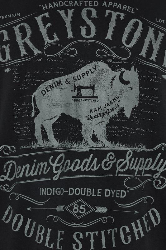KAM Big & Tall Black 'Greystone' Graphic Print T-Shirt | BadRhino 3
