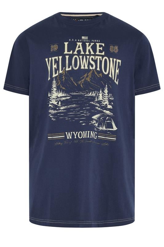  KAM Big & Tall Navy Blue Lake Yellowstone Graphic T-Shirt