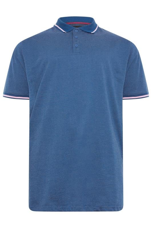 KAM Big & Tall Blue Dobby Jersey Polo Shirt | BadRhino 2