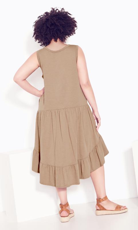 Evans Brown Evie Ruffle Plain Dress 3