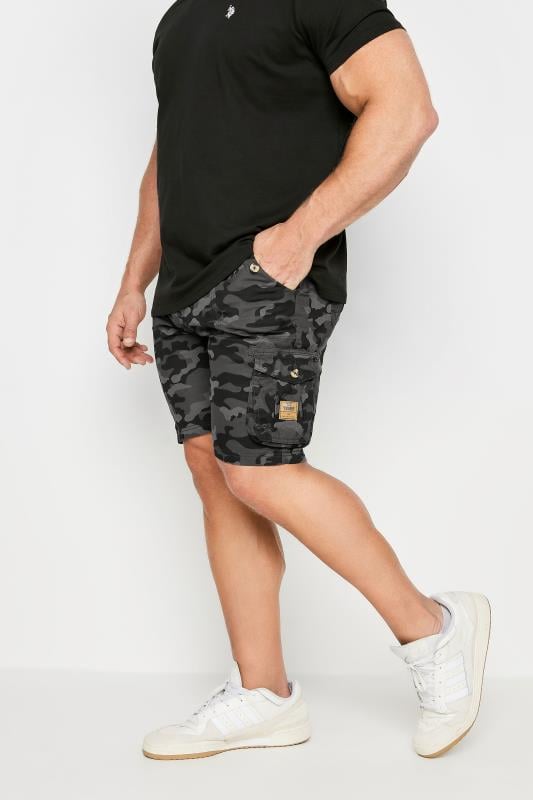 Men's  D555 Big & Tall Black Camo Cotton Cargo Shorts