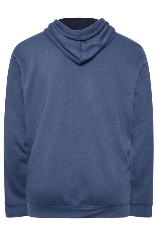 KAM Big & Tall Blue Zip Through Contrast Panel Hoodie | BadRhino 2