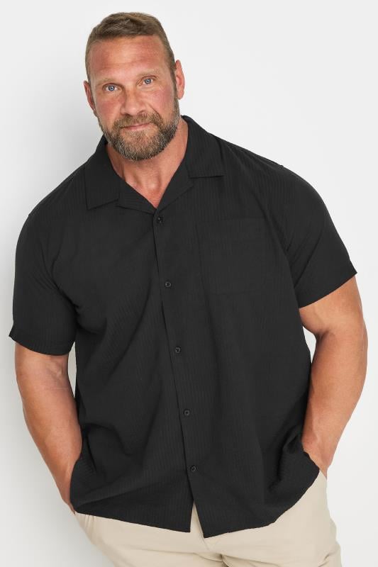 Men's  BadRhino Big & Tall Black Seersucker Short Sleeve Shirt