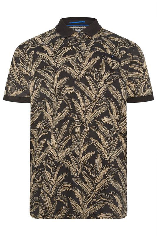 D555 Big & Tall Black Jacquard Print Polo Shirt | BadRhino 2