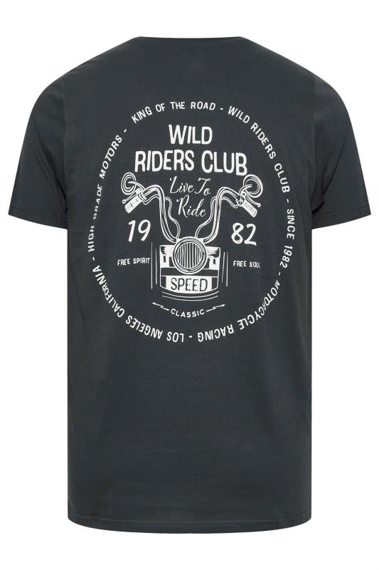 BadRhino Big & Tall Ebony Grey 'Wild Riders Club' T-Shirt | BadRhino 6