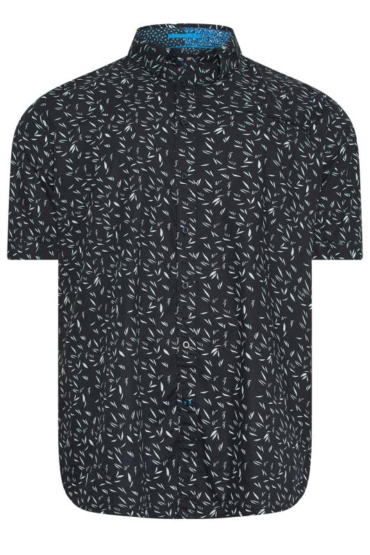 D555 Big & Tall Dark Navy Blue Leaf Print Short Sleeve Shirt | BadRhino 3