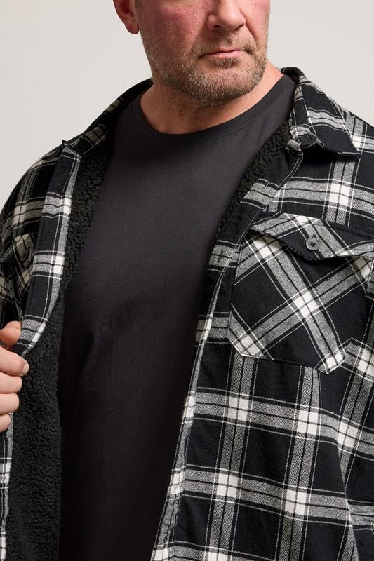 BadRhino Big & Tall Black Checked Borg Shacket | BadRhino 4