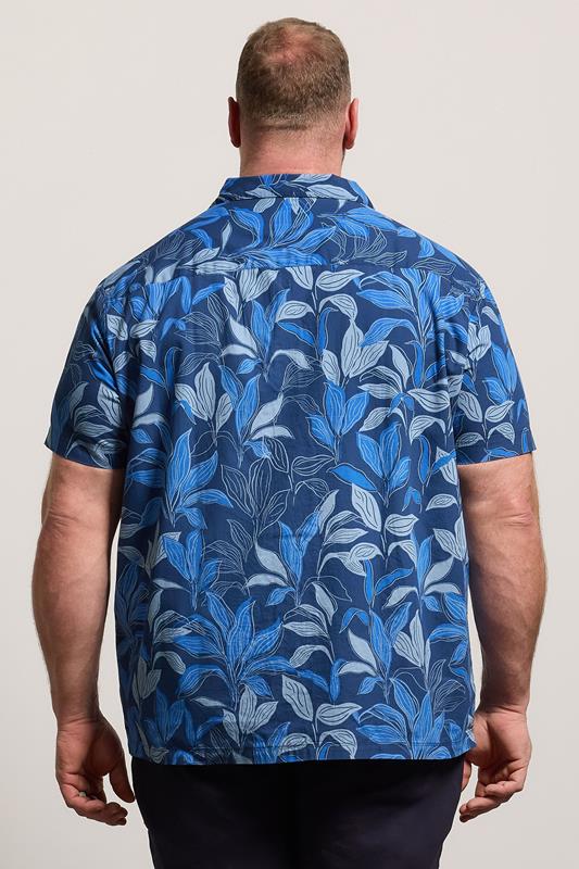 BadRhino Big & Tall Navy Blue Leaf Printed Shirt | BadRhino 2