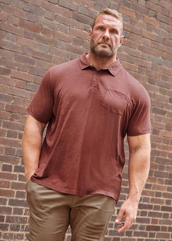 Men's  BadRhino Big & Tall Wine Red Slub Polo Shirt
