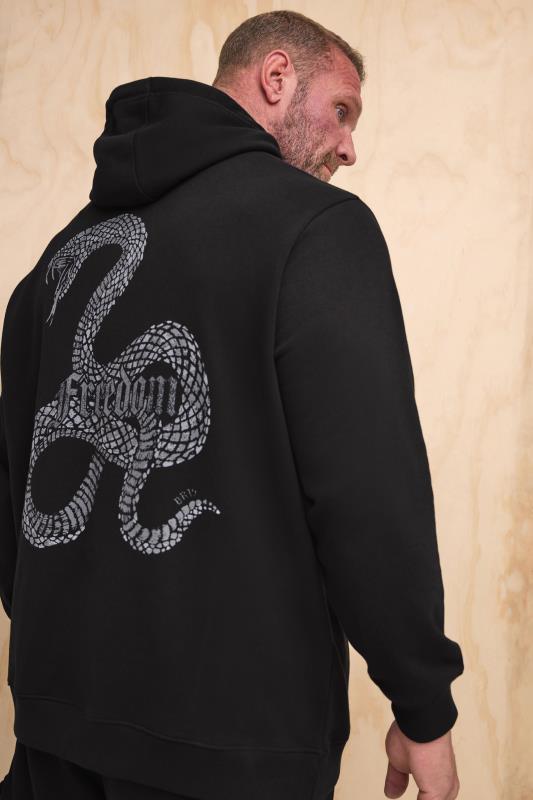 BadRhino Big & Tall Black 'Freedom' Snake Graphic Print Hoodie | BadRhino 1