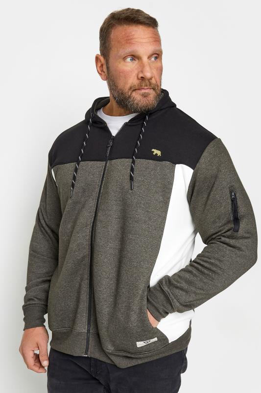 D555 Big & Tall Black & Grey Full Zip Hoodie | BadRhino 1