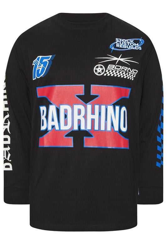 Men's  BadRhino Big & Tall Black Long Sleeve Racing Graphic T-shirt