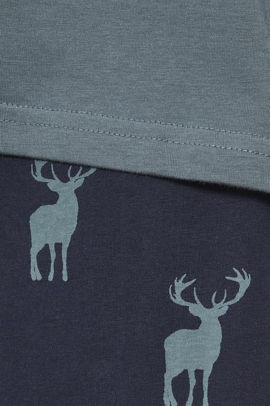 BadRhino Big & Tall Navy & Storm Blue Stag Pyjama Set | BadRhino 4
