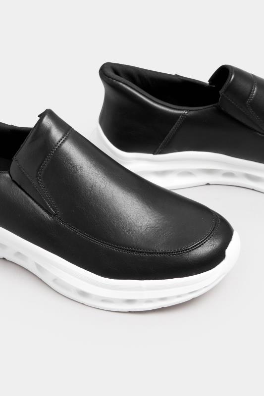 D555 Black Faux Leather Slip On Shoes | BadRhino 5