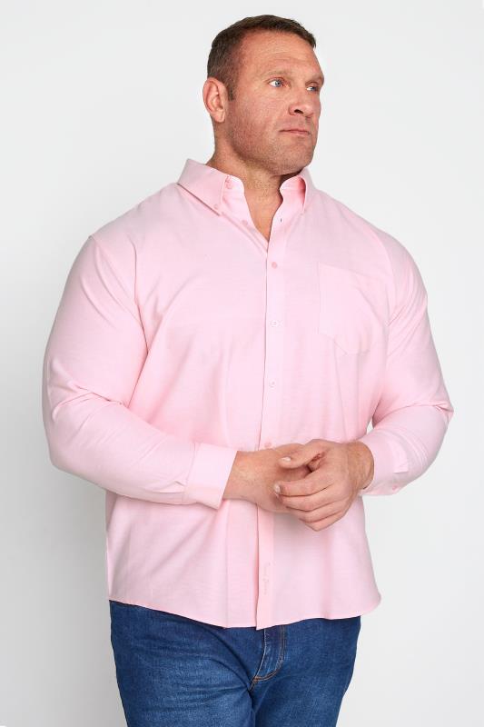 Men's Casual / Every Day KAM Big & Tall Pink Oxford Long Sleeve Shirt