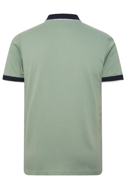 BadRhino Big & Tall Green Texture Zip Polo Shirt | BadRhino 6