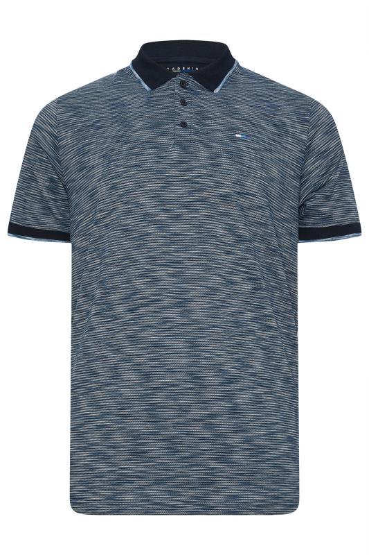 BadRhino Big & Tall Blue Injected Slub Textured Stripe Polo Shirt | BadRhino 3