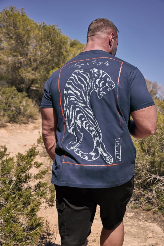 Men's  BadRhino Big & Tall Navy Blue Tiger Print T-Shirt