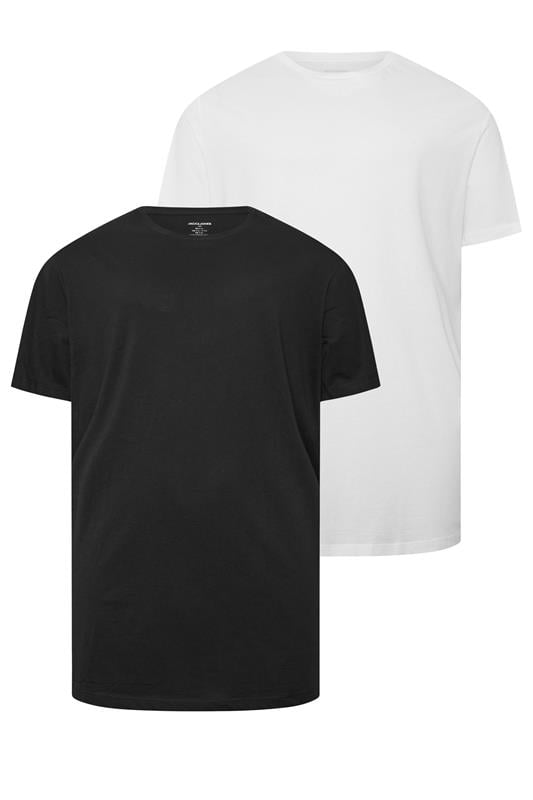  JACK & JONES Big & Tall 2 Pack White & Black Core T-Shirts