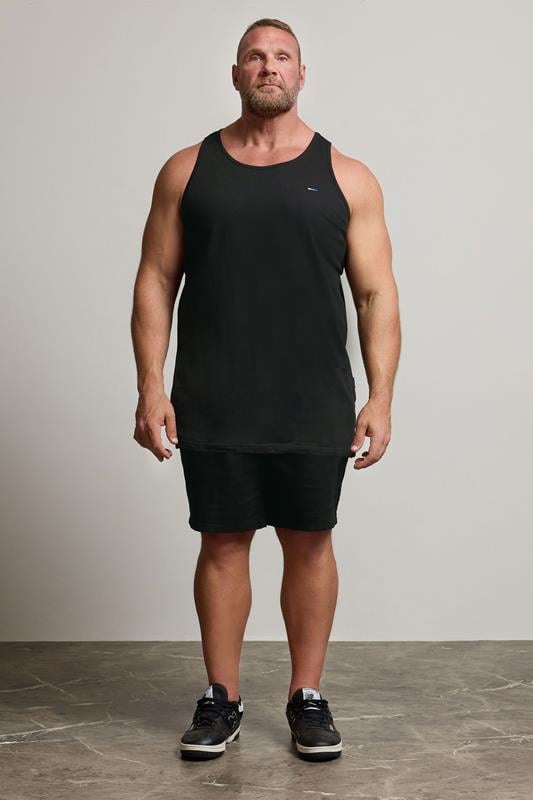 BadRhino Big & Tall Black Extra Long Plain Vest Top | BadRhino 1