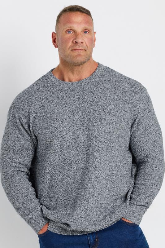 BadRhino Big & Tall Blue Crew Neck Knitted Jumper | BadRhino 2