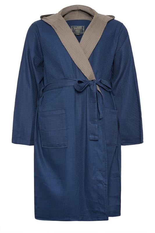 ED BAXTER Big & Tall Navy Blue Waffle Dressing Gown | BadRhino 1