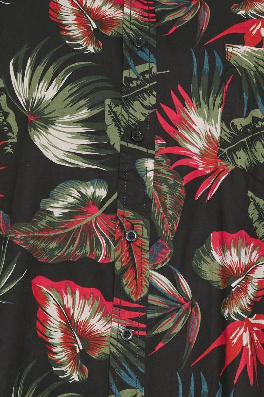 D555 Big & Tall Black Hawaiian Print Short Sleeve Shirt | BadRhino 2