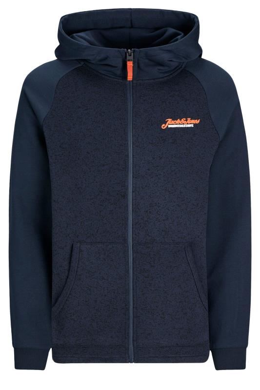 JACK & JONES Big & Tall Navy Zip Through Sweat Hoodie | BadRhino 2