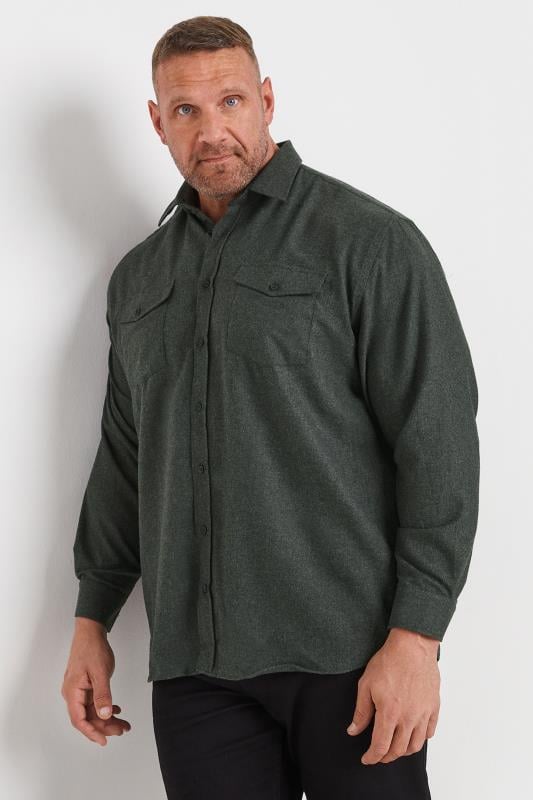 KAM Big & Tall Charcoal Herringbone Flannel Shirt | BadRhino 1