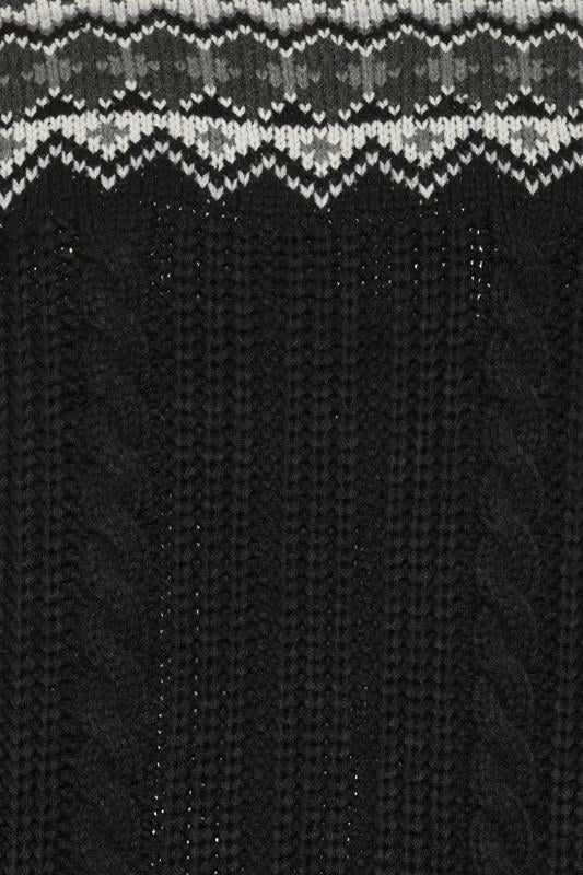 BadRhino Big & Tall Black Crew Neck Fairisle Knit Jumper | BadRhino 2