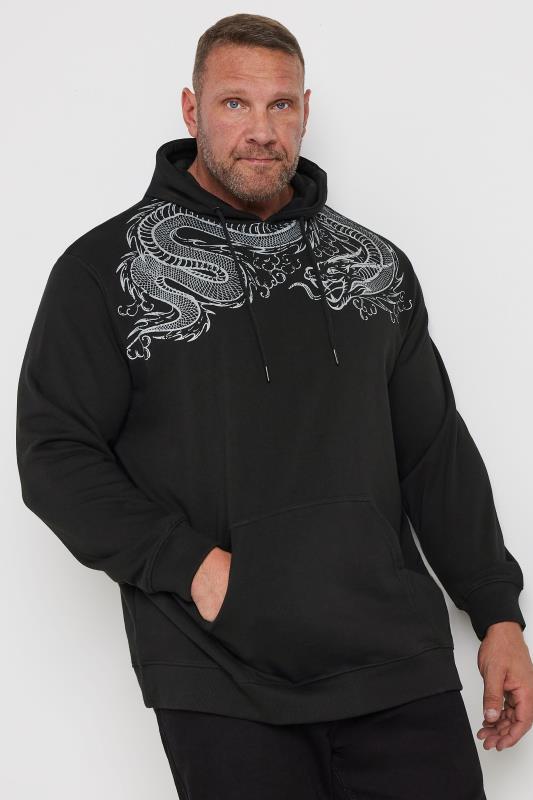 BadRhino Big & Tall Black Dragon Print Hoodie | BadRhino 2